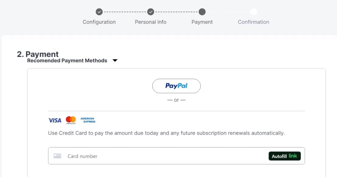 Enter billing and payment details