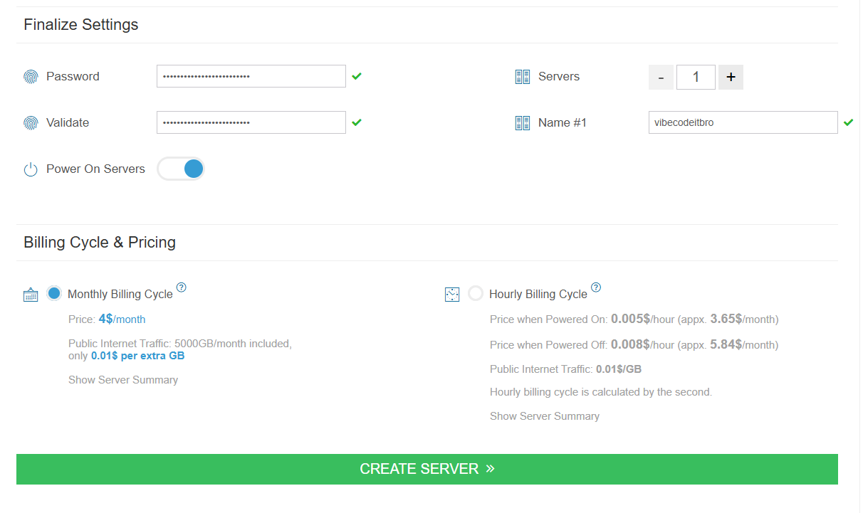 Set root password and server name