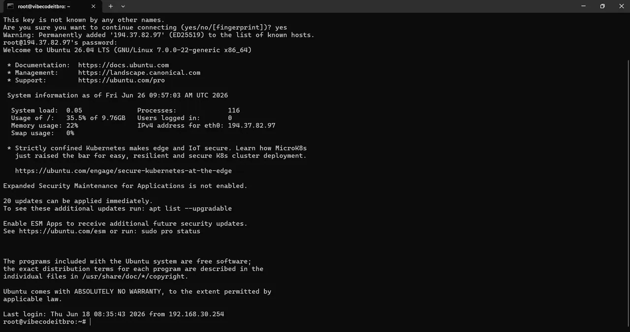 Successfully SSH'd into your server