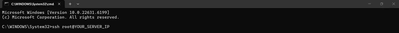 Open your terminal and type the SSH command