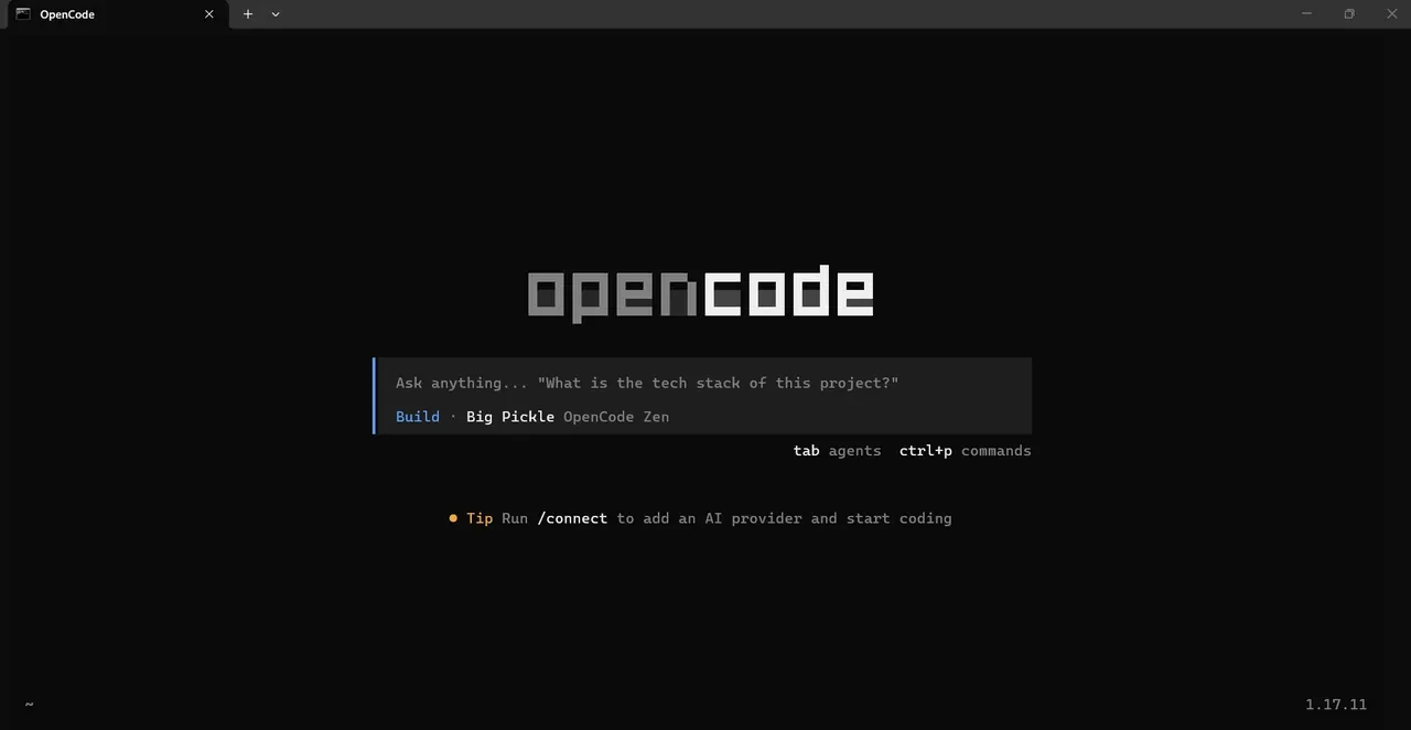After running the opencode command